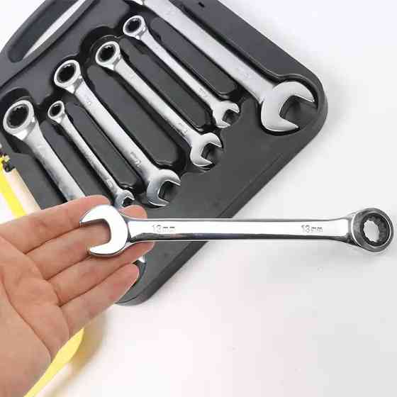 Набір рожково-накидних комбінованих ключів 7 шт, 8-19 мм гайкові для ремонту з тріскачкою в кейсі Кам'янець-Подільський