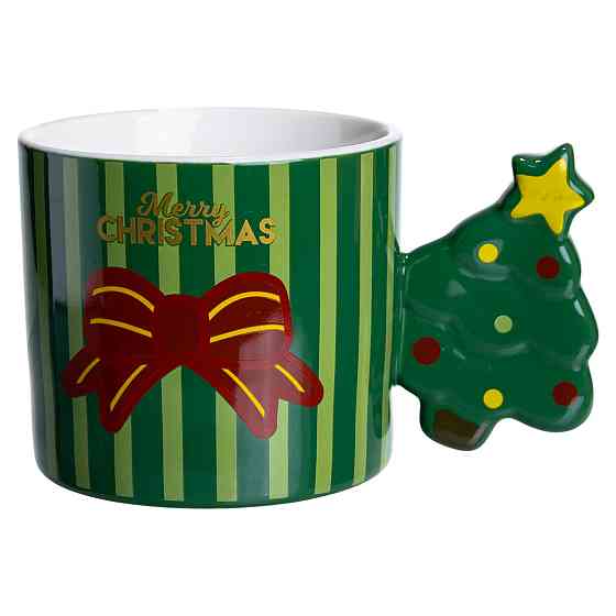 Yiwu Чашка порцелянова новорічна Merry Christmas 350 (мл) Зелена Yiwu FM-CS-51GR Коломия