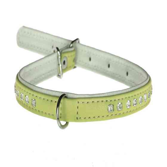 Нашийник 1343 12мм "Люкс" 2-х стор. прикрашений стразами Салатовий Вінниця