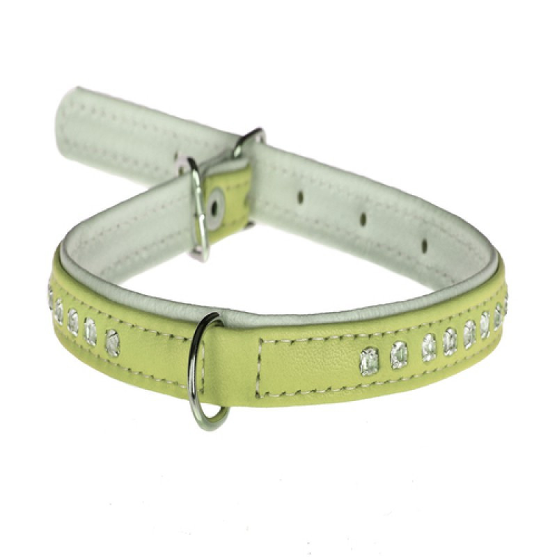 Нашийник 1343 12мм "Люкс" 2-х стор. прикрашений стразами Салатовий Вінниця - фото 1