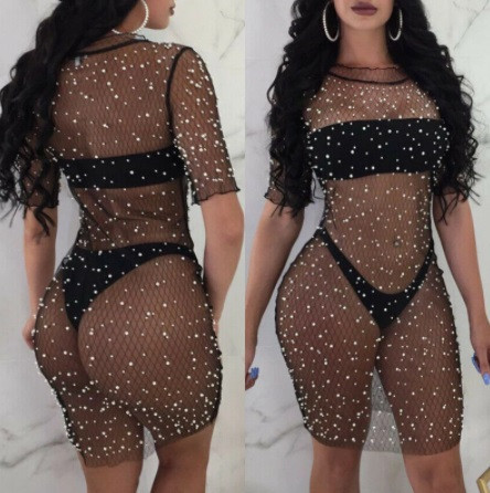 Парео для пляжу прозоре з блискітками чорний Київ - фото 3