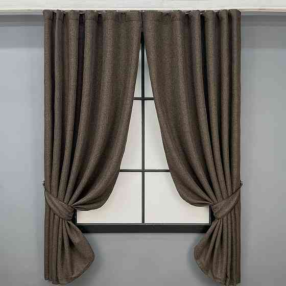 Комплект коротких штор VR-Textil Льон ELEMENTA № 1867ш Венге 130х170см 2 шт (35-0443) Київ