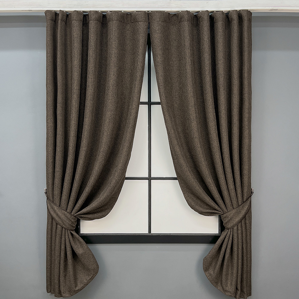 Комплект коротких штор VR-Textil Льон ELEMENTA № 1867ш Венге 130х170см 2 шт (35-0443) Київ - фото 1