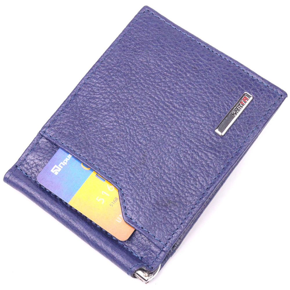 Практичный мужской зажим из натуральной кожи Синий (KARYA) Киев - изображение 9