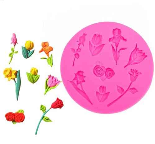 Молд силиконовый Цветы 77 мм розовый Киев