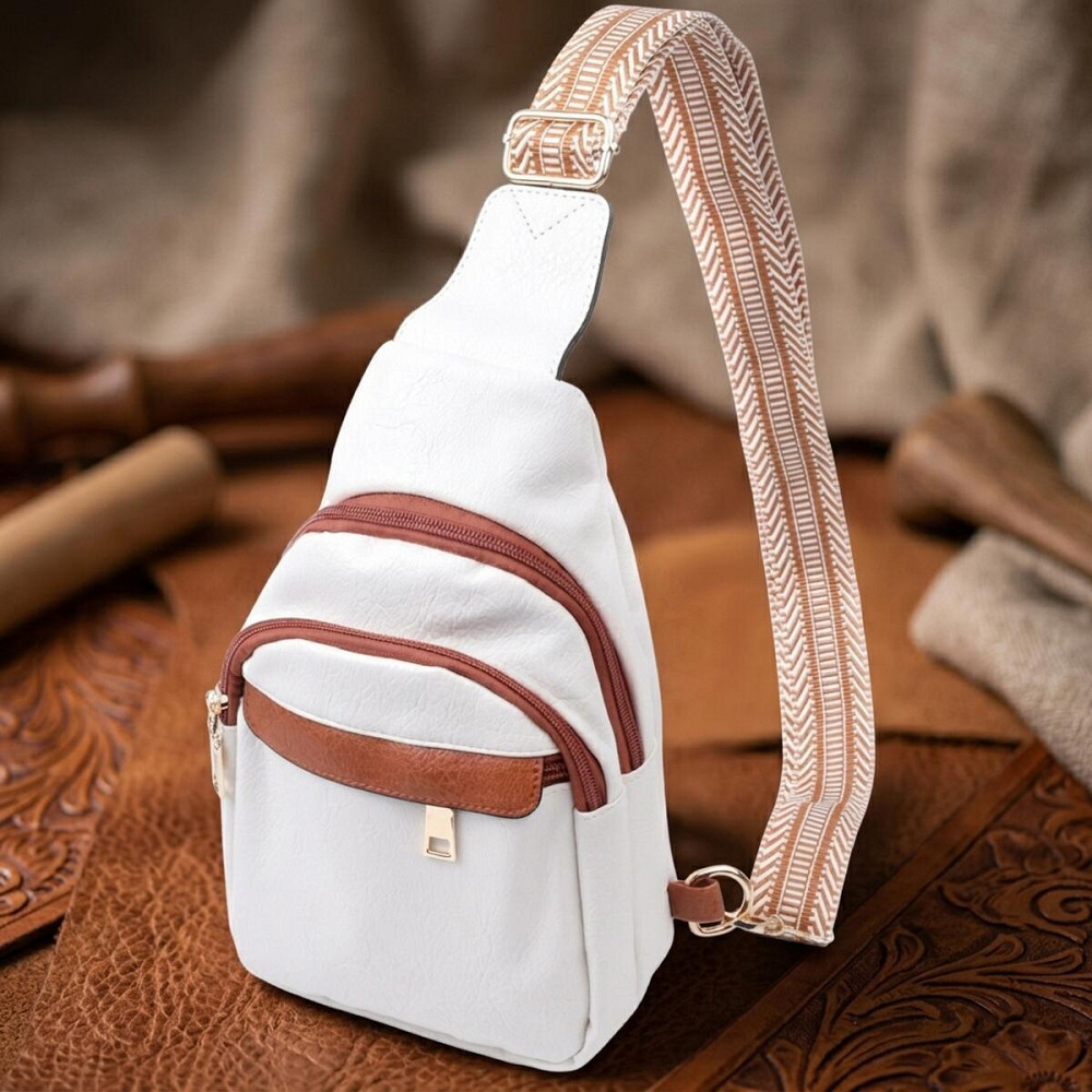 Женская сумка через плечо с отверстием для наушников из экокожи Vintage 22785 Белый Киев - изображение 11