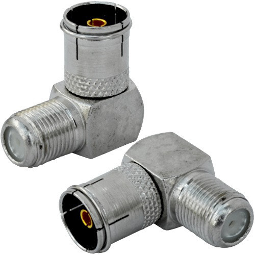 Антенний перехідник , гніздо ТВ - гніздо F, кутовий, gold pin, корпус метал Полтава - фото 1