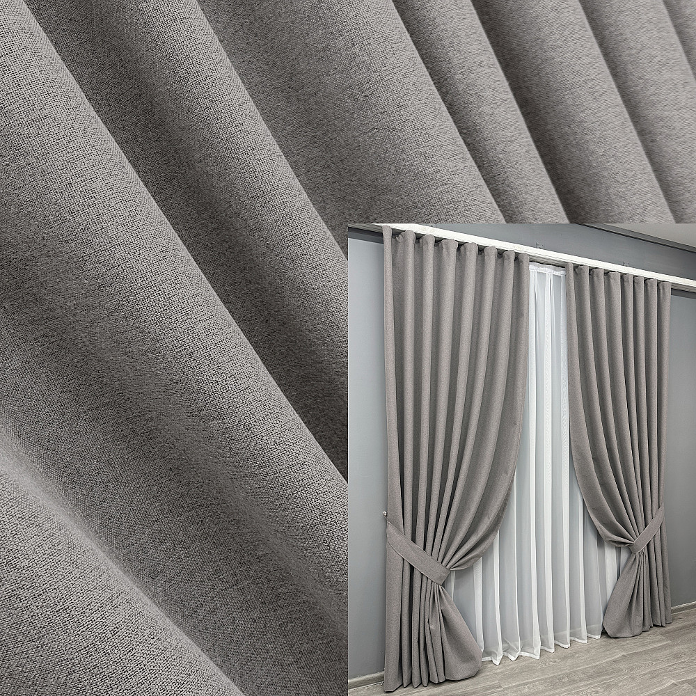 Комплект готових штор VR-Textil Блекаут двосторонній ASHEN NIGHT № 1850ш Бежево-сірий 150х290 см 2 шт (33-0902) Київ - фото 1