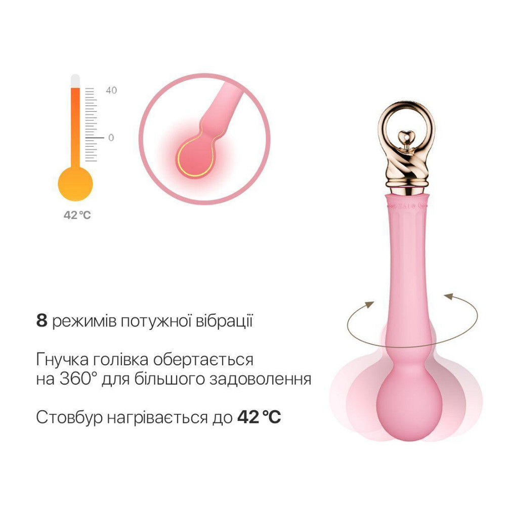 Вибромассажер с подогревом Zalo Sweet Magic - Confidence Wand Fairy Pink Sex Aura Киев - изображение 4