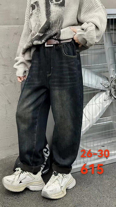 Джинсы скейтеры для мальчика темно-синие теплые на флисе на 8,9,10 лет Николаев - изображение 1