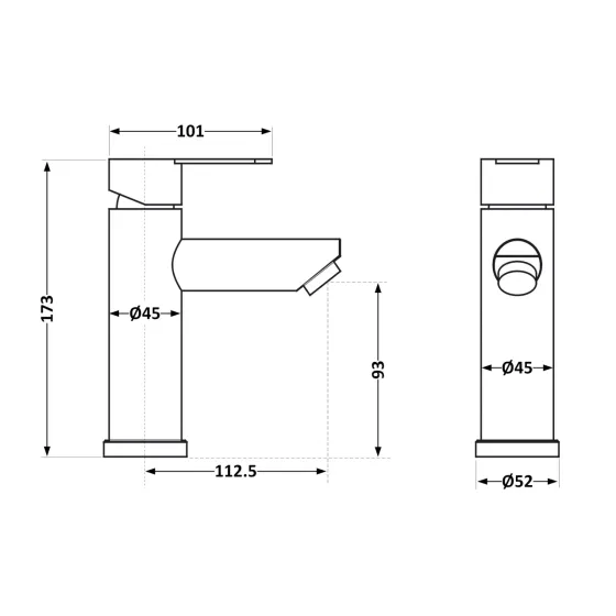 Змішувач для раковини Brinex Pure 001F низький Graphite BRIPUR001FGRP Київ