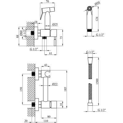 Душовий гарнітур Kroner Edelstahl Klassisch-ESG063 + змішувач Edelstahl Klassisch-ESG010 + змішувач Edelstahl Klassisch (CVS30208) Вінниця