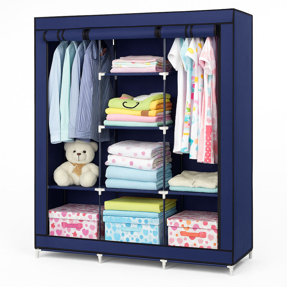 Зручна тканинна шафа для дачі WARDROBE 175 х 130 х 45 см, Тканинна шафа для гуртожитку KG-85 Львів - фото 7