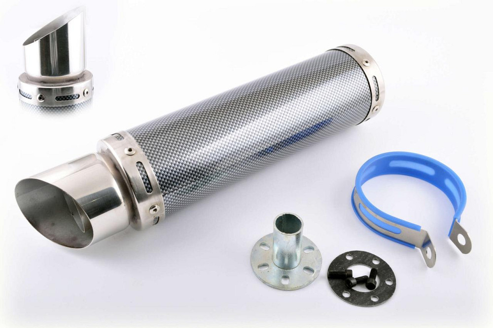 Глушник (тюнінг) 300*9 см, кріп. Ø48mm (нержавіюча сталь, карбон mod:1, прямоток, тип:2) Мукачево - фото 1