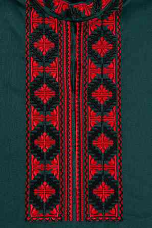 Вышиванка для мальчиков с длинным рукавом льняная изумрудная, топ топ Киев