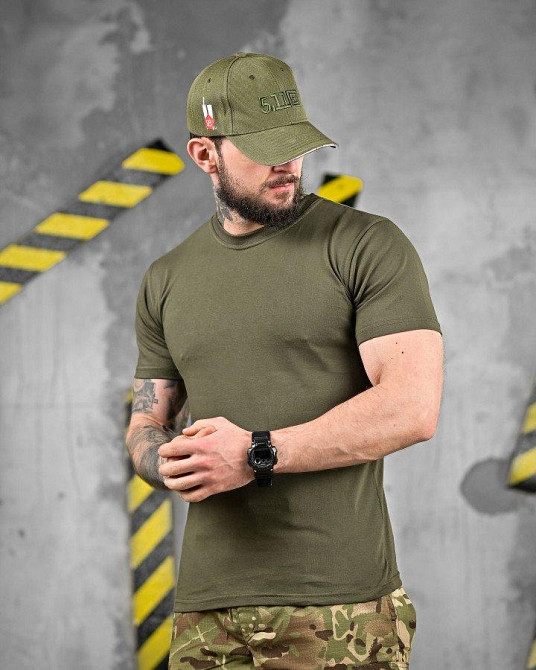 Футболка хлопковая олива (хорошее качество)  ЖН4293 Одесса - изображение 1