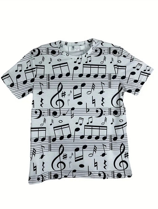 Футболка с нотами женская S бело-черный Киев - изображение 3