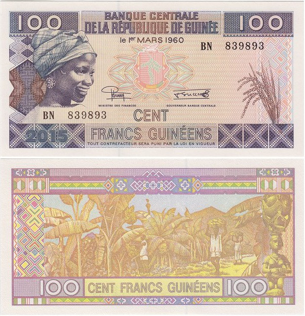 Гвинея / Guinea 100 Francs 2015 Pick NEW UNC (меньший размер) Полтава - изображение 1