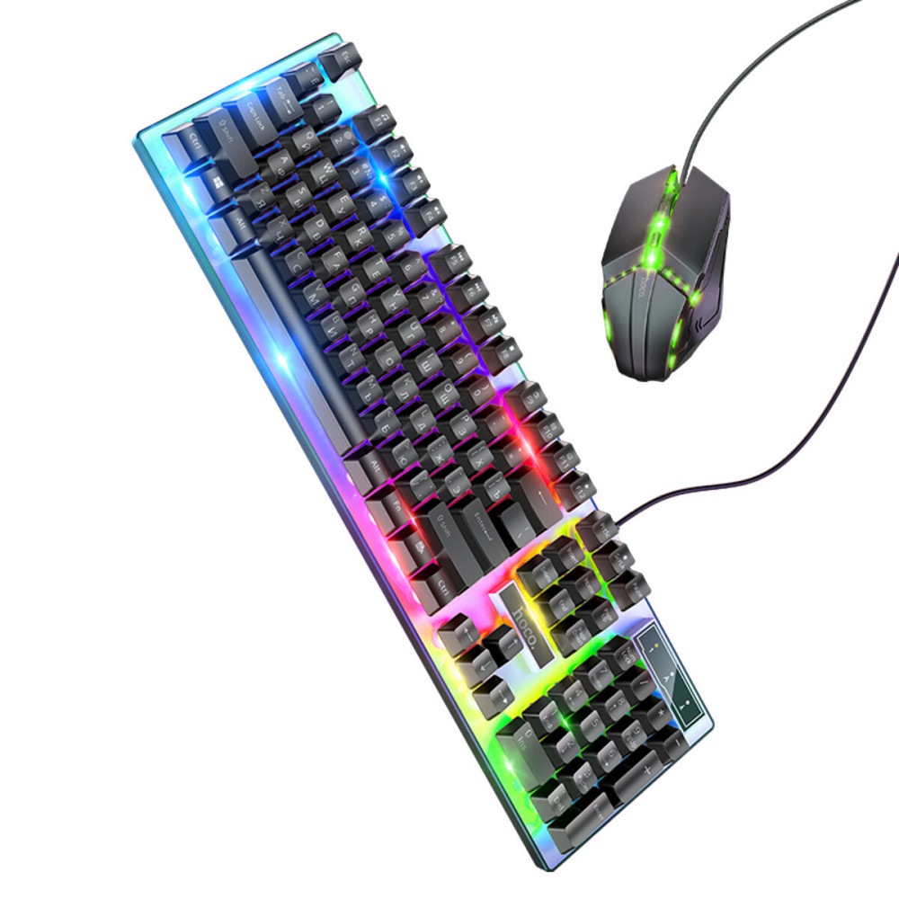 Миша + клавіатура HOCO GM18 Luminous gaming keyboard and mouse set Black Київ - фото 2