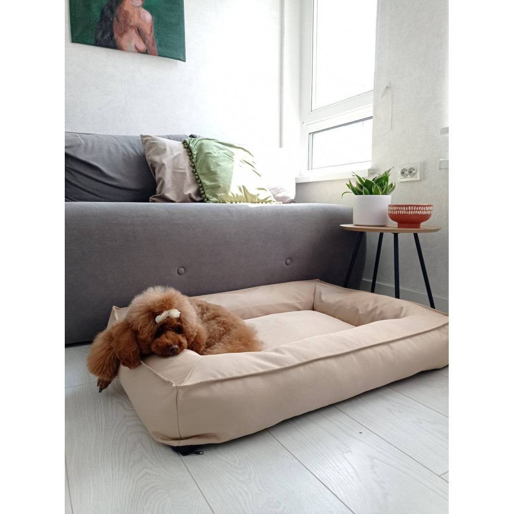 Водонепроникний лежак лежанка спальне місце для тварин зі знімним чохлом бежевий S (60см) Київ - фото 5