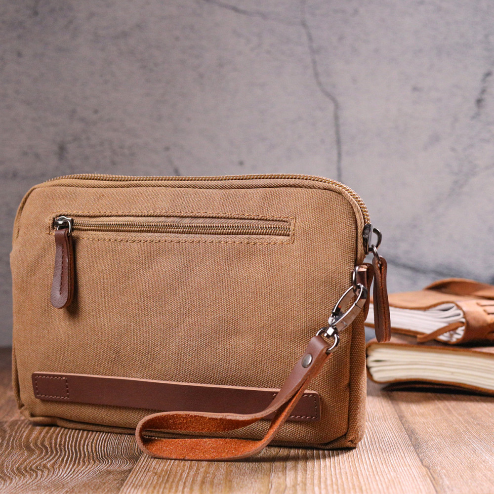 Практична чоловіча барсетка з текстилю 21260 Vintage Коричнева Київ - фото 10