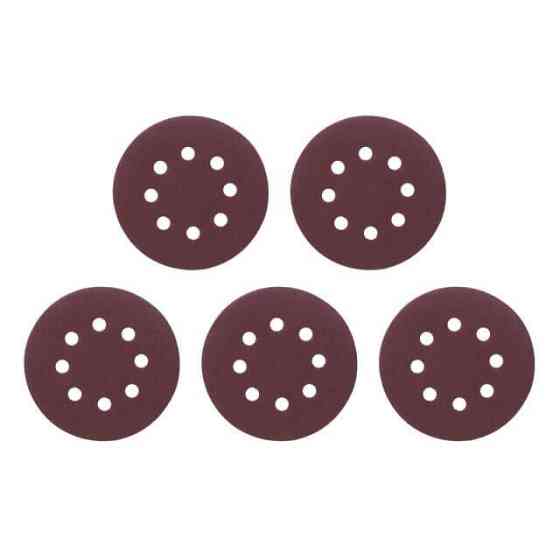 Круг наждаковий на липучці з отворами 125 мм, папір клас С, щільність 140 г/м², К80, 5 од. INTERTOOL BT-0585 Київ