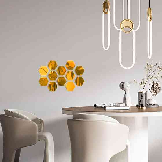 Зеркальный декор акриловый самоклеющийся 80*70мм золото, 12шт (D) SW-00002515 Днепр