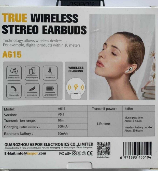 Наушники: Aspor A615 ( 3 RD Generation) Bluetooth. Харків - фото 2