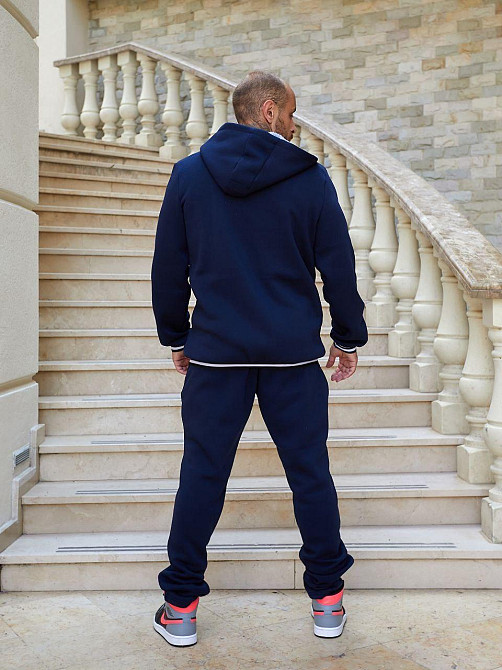 Мужской теплый костюм двойка: кофта и штаны трехнитка на флисе Темно-синий, 58 Одесса - изображение 5