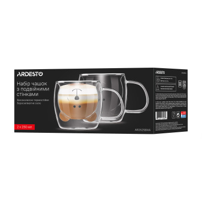 Набір чашок Ardesto Animals BHA 250 мл 2 шт прозорий (AR2625BHA) Вінниця - фото 4