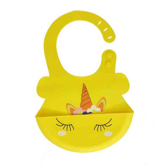 Слинявчик силіконовий "Єдиноріг" MGZ-0615(Yellow) з кишенею Вінниця