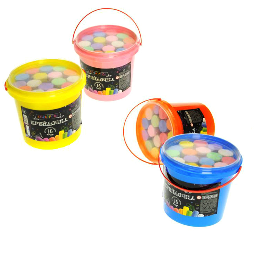 Набор цветных мелков для асфальта КRD-01-01U в ведре 16 шт Винница - изображение 1