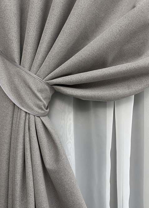 Комплект штор на люверсах VR-Textil Блэкаут двусторонний ASHEN NIGHT № 1848ш Кофейно-серый 150х270 см 2 шт (37-0289) Киев - изображение 5