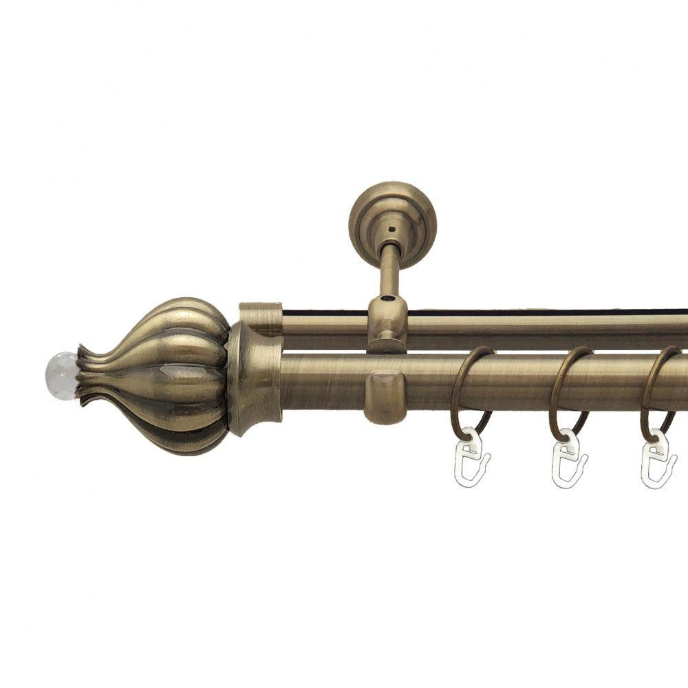 Карниз Orvit Таджа-Кристал металевий дворядний опозитний гладка \ профільна труба кільце металеве Антик 25\19 Львов - изображение 1