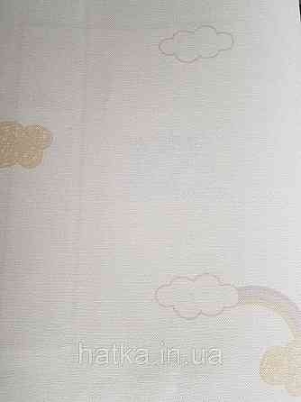 Шпалери вінілові на флізеліні AdaWall Ada Kids метрові дитячі хмари хмари хмари тучки білі коричневі веселка на пісочному Київ