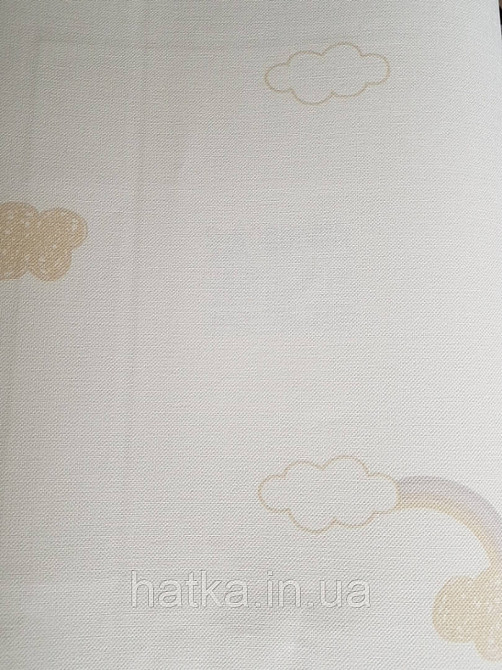 Шпалери вінілові на флізеліні AdaWall Ada Kids метрові дитячі хмари хмари хмари тучки білі коричневі веселка на пісочному Київ - фото 1