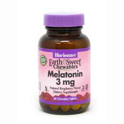 Амінокислота Bluebonnet Nutrition Мелатонін, Melatonin, 3 мг, EarthSweet, Малиновий Смак, 60 ж (BLB0993) Вінниця