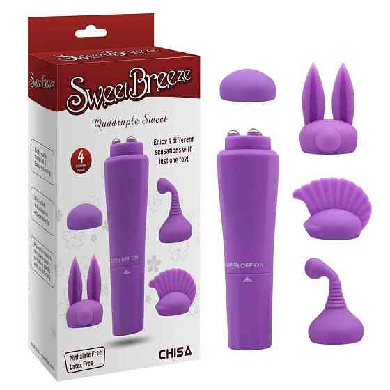 Вибро-стимулятор для клитора + 4 насадки Chisa Sweet Breeze, фиолетовый Sex Aura Киев
