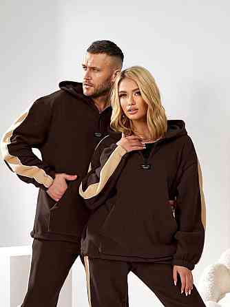 Женский повседневный флисовый костюм, двусторонний флис полар Шоколад, 42/46 Одесса