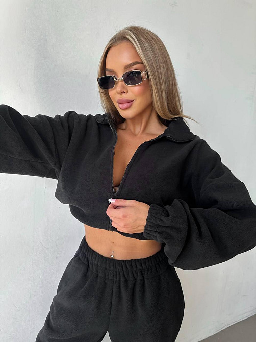 Жіночий теплий прогулянковий костюм-двійка Чорний, 42/44 Одеса - фото 1