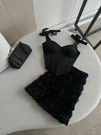 Женский романтичный корсетный комплект с 3D-цветами Черный, M Одесса