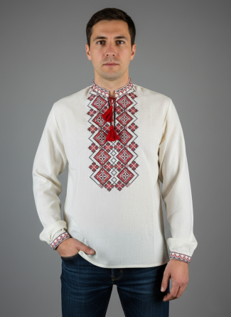 Лляна чоловіча вишиванка з орнаментом Святкова Київ