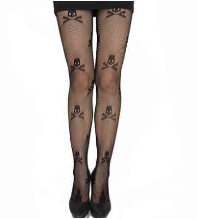 Колготи з черепами в сітку жіночі one size чорний Київ