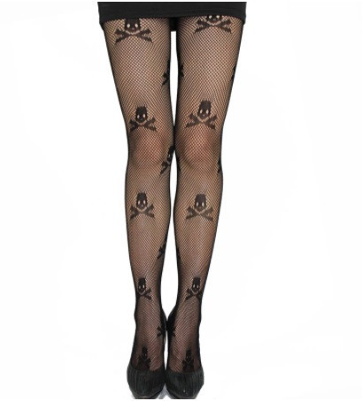 Колготи з черепами в сітку жіночі one size чорний Київ - фото 3