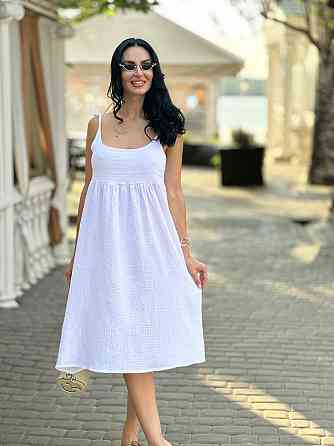 Летнее платье сарафан из муслина на бретельках Caramel 46-48, Белый Киев