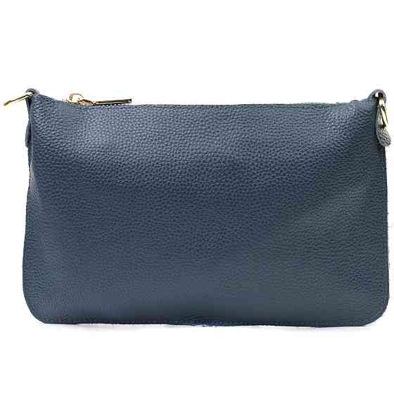 Трендова жіноча сумка-клатч із двома ременями з натуральної шкіри Vintage 22646 Синя Київ