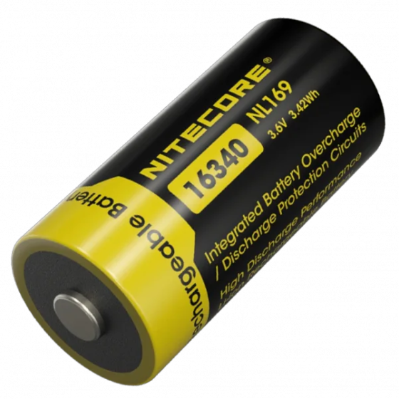 Аккумулятор Li-Ion CR123A Nitecore NL169 950mAh 3.6V защищенный (Черно-желтый) Винница