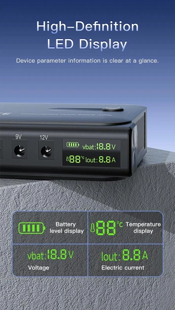 Повербанк для роутеров Doocreate DC1036L-36W (4x18650) 5V 9V 12V USB POE (15/24V) + LCD 12000мА Винница - изображение 7