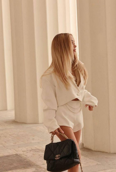 Жіночий стильний романтичний костюм оверсайз піджак із шортами костюмка + підкладка Білий, 44/46 Одеса - фото 2