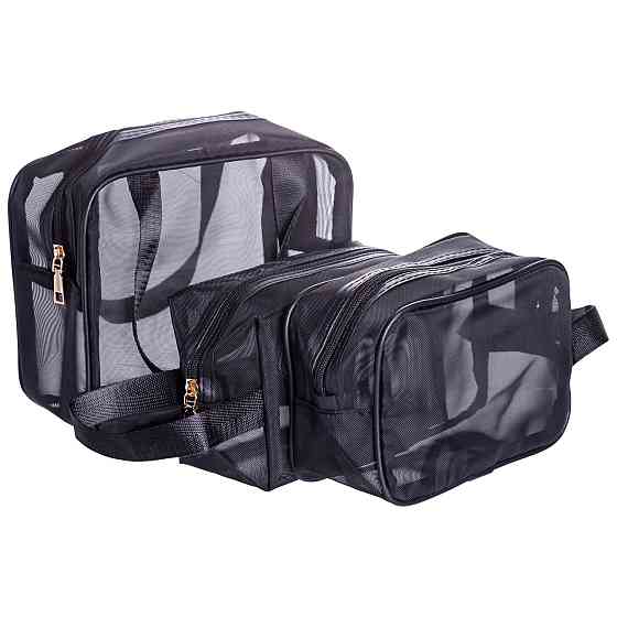 Набір прозорих жіночих косметичок для дому 3 (шт) Чорний HP-16-5K Коломыя